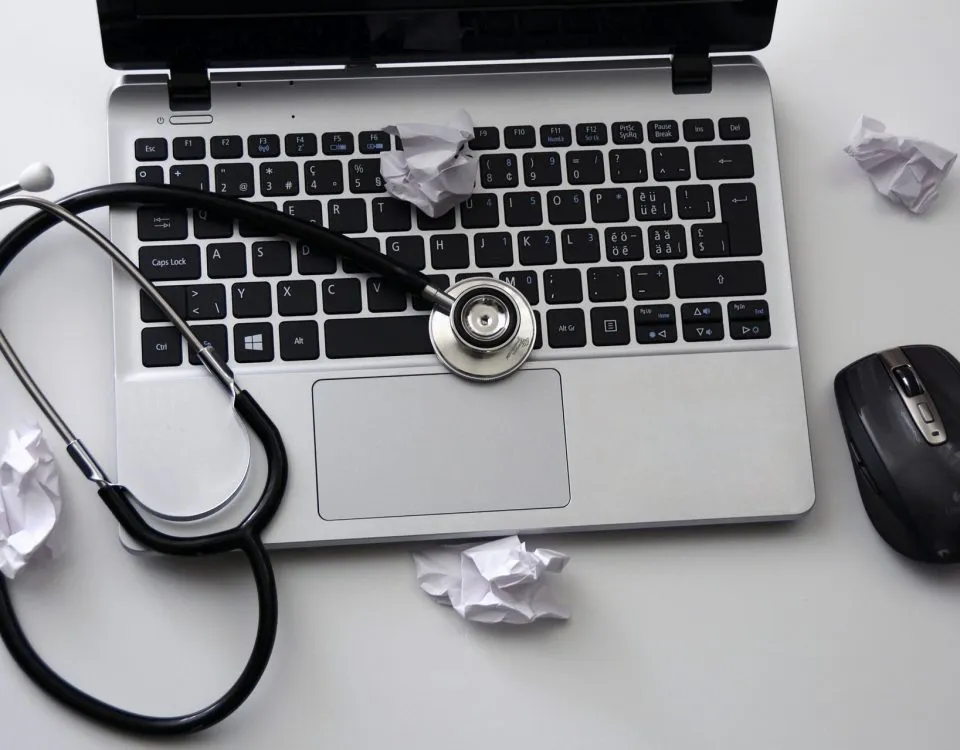 Laptop, Mouse, Stethoscope, Notebook, Keyboard